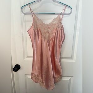 RARE GOLD LABEL Victoria's Secret Satin Lace Slip Dress Nightie Pink Size Medium